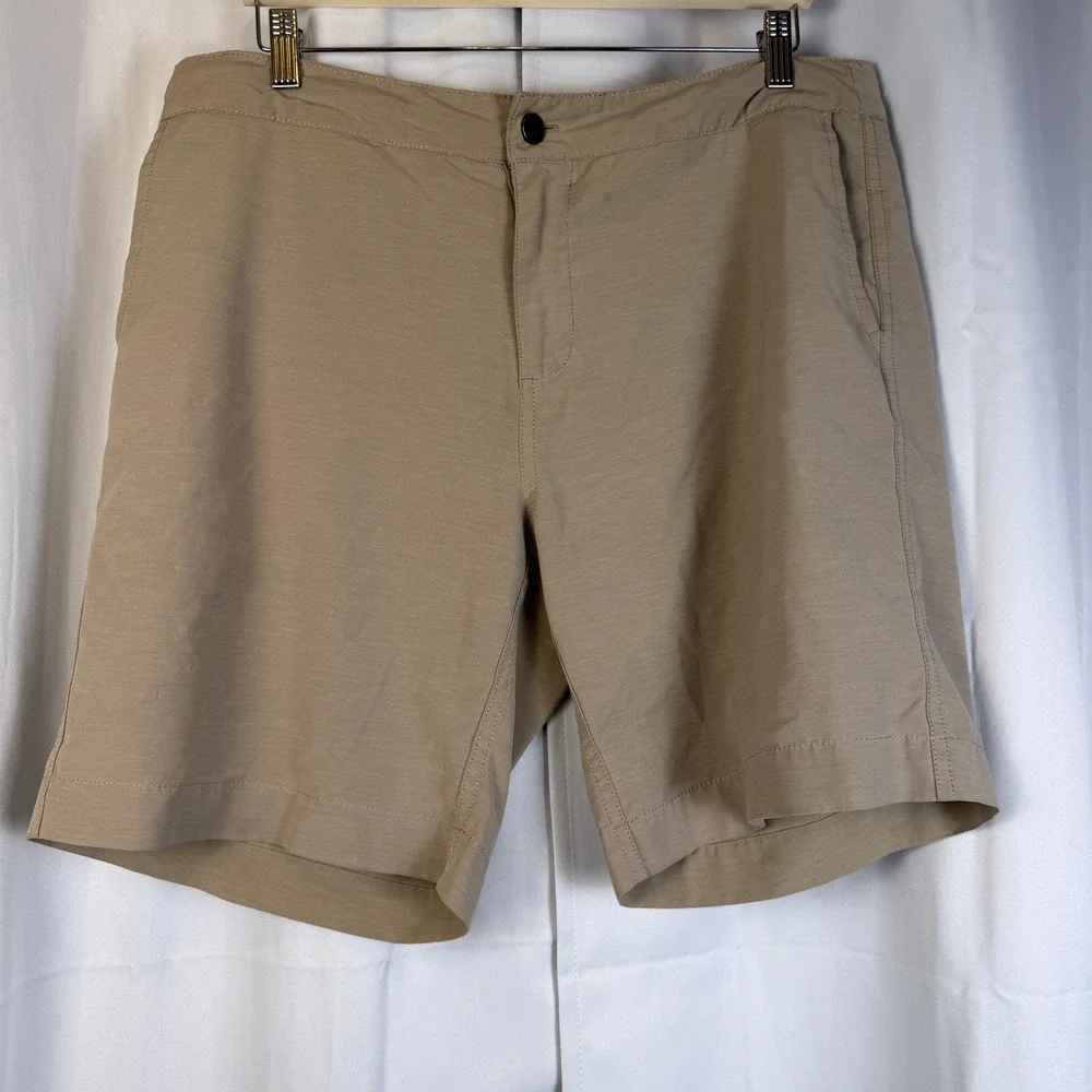 Faherty All Day Shorts Mens 35 Khaki Tan Hybrid Swim Surf Casual Stretch 995